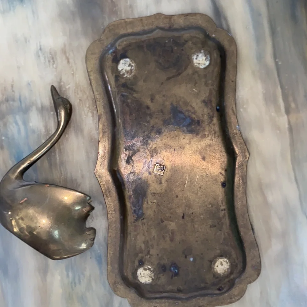 Solid brass tray made in India and bird - Picture 2 of 3